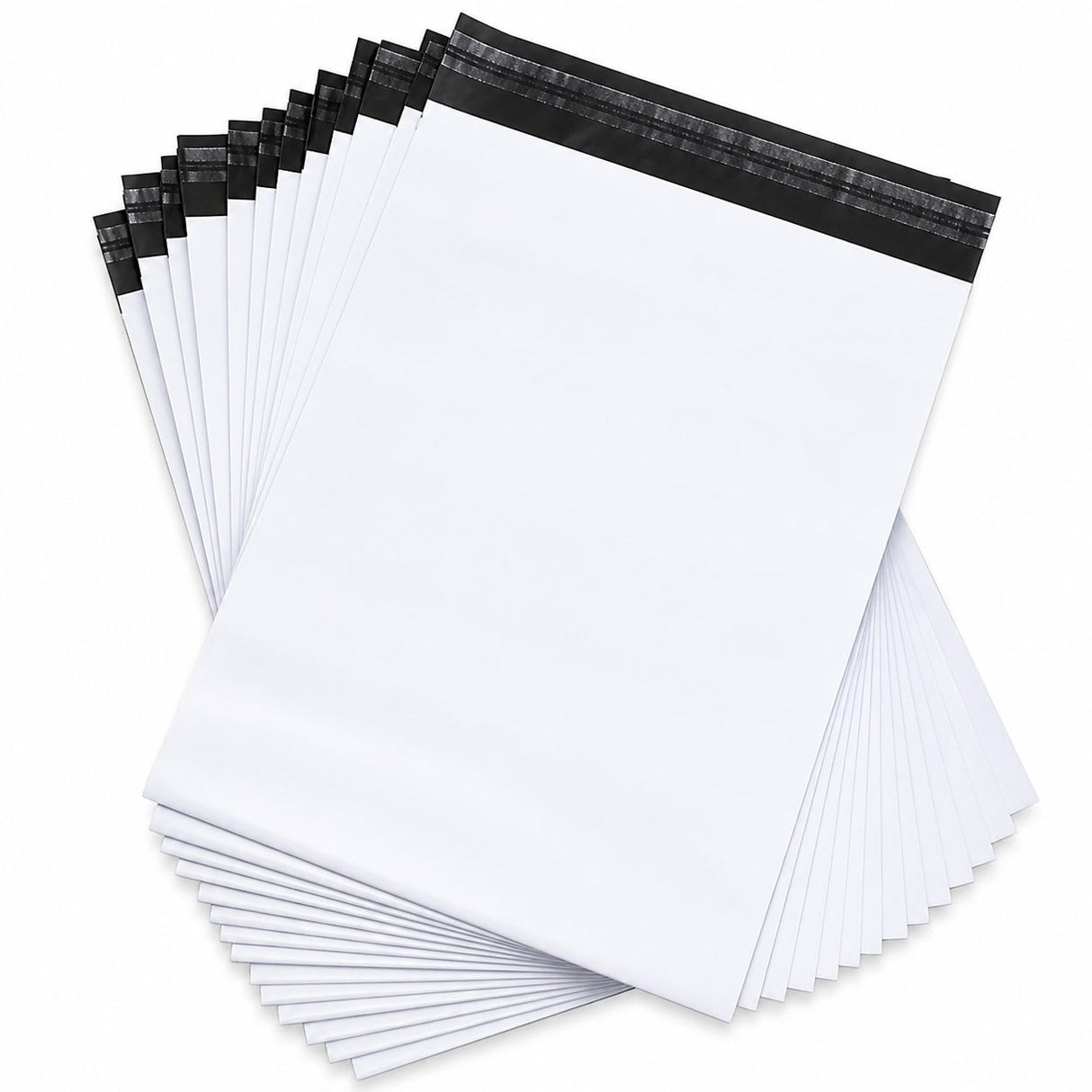 Set 100 Pungi Curierat Autoadezive pentru Ambalare Colete, Rezistente la Transport, Grosime 50 Microni, Alb la Exterior si Negru la Interior, 500 x 700 x 40 mm