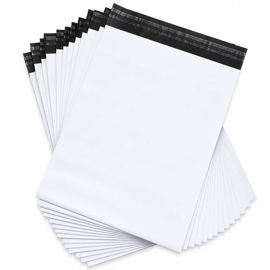100 db öntapadós futártasak csomagküldéshez, szállításálló, 50 mikron vastagságú, kívül fehér, belül fekete, 500 x 700 x 40 mm