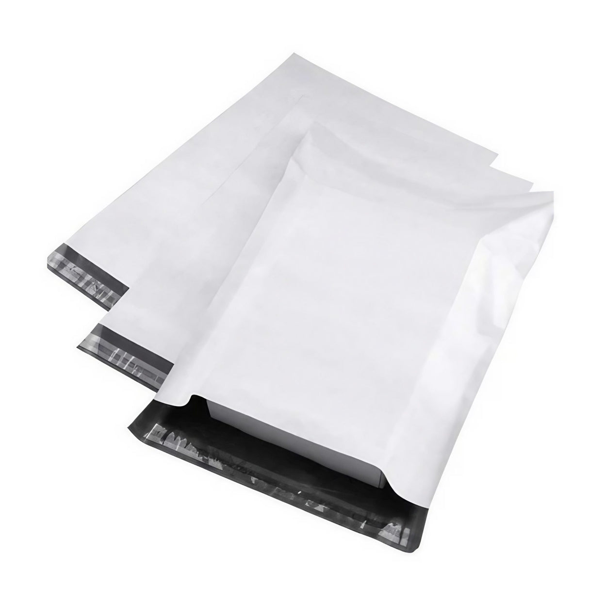 Set 100 Pungi Curierat Autoadezive pentru Ambalare Colete, Rezistente la Transport, Grosime 50 Microni, Alb la Exterior si Negru la Interior, 350x 400x 40 mm