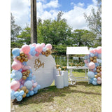 Baloane decorative pentru BABY SHOWER, Vivimall, Arcada Set 106 baloane din latex, Model Petrecere, Baloane Party, 12 cm, 30 cm, 45 cm, Roz, Albastru, Gold - vivimall.ro