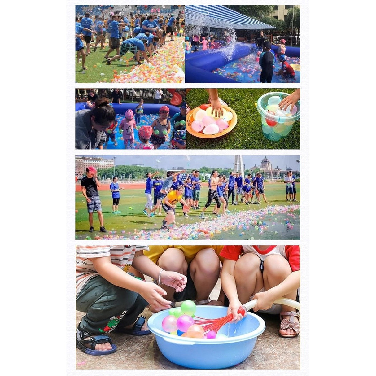 Set 111 Baloane din Latex, Vivimall, Aqua Party, Sistem de Umplere Rapida, 10 cm Diametru, Multicolor - vivimall.ro