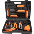 Set 12 accesorii pentru gradinarit Vivimall, geanta depozitare inclusa, otel inoxidabil, 37 x 27 cm, portocaliu - vivimall.ro