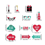 Set 12 Accesorii pentru Petrecere, Vivimall, Props pentru Photo Corner, Tematica Iubire, Multicolor - vivimall.ro