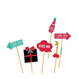 Set 12 Accesorii pentru Petrecere, Vivimall, Props pentru Photo Corner, Tematica Iubire, Multicolor - vivimall.ro