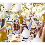 Set 12 Baloane din Folie Metalizata si din Latex, Vivimall, Model Mr Mrs, Tema Nunta, Baloane Party cu Confetti, 45 cm, 30 cm, Pai inclus, Umflare cu Aer sau Heliu, Alb/Auriu - vivimall.ro