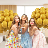 Set 12 Baloane, Flippy, din Latex Standard, 13 cm, Galben Mustar - vivimall.ro