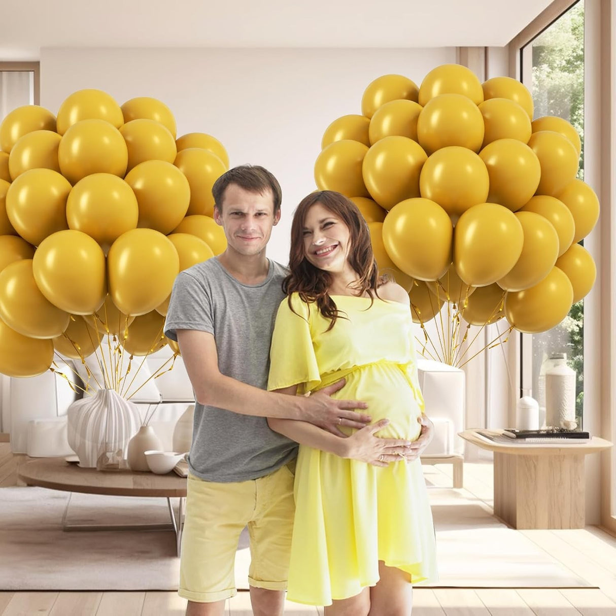 Set 12 Baloane, Flippy, din Latex Standard, 25 cm, Galben Mustar - vivimall.ro