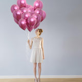 Set 12 Baloane, Flippy, din Latex Chrome, 25 cm, Fucsia - vivimall.ro