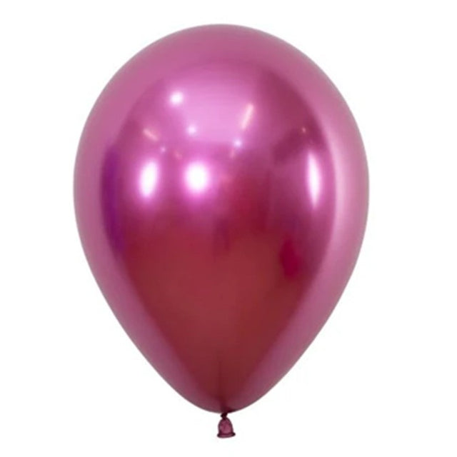 Set 12 Baloane, Flippy, din Latex Chrome, 25 cm, Fucsia - vivimall.ro