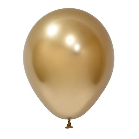 Set 12 Baloane, Vivimall, din Latex Chrome, 25 cm, Auriu - vivimall.ro