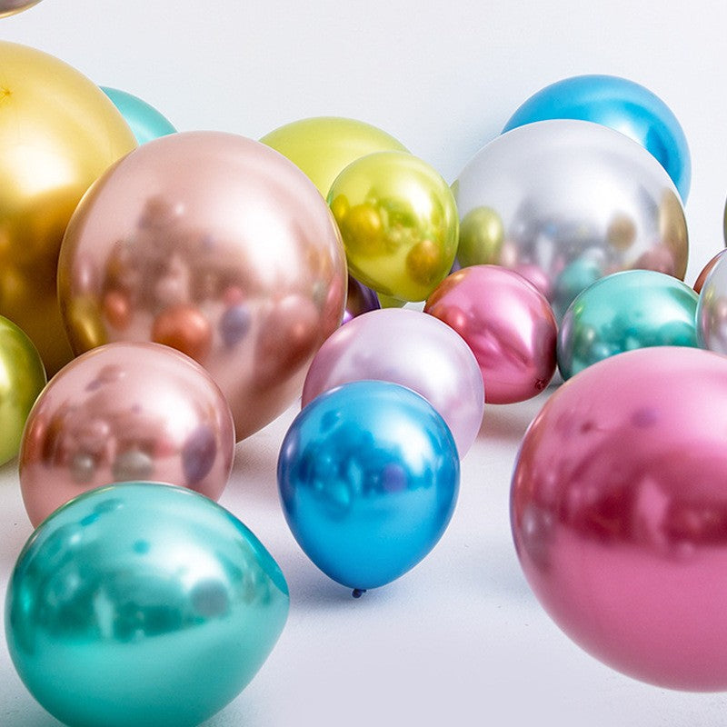 Set 12 Baloane, Flippy, din Latex Chrome, 25 cm, Albastru Deschis - vivimall.ro