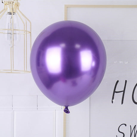Set 12 Baloane, Flippy, din Latex Chrome, 25 cm, Mov - vivimall.ro