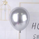 Set 12 Baloane, Flippy, din Latex Chrome, 25 cm, Argintiu - vivimall.ro