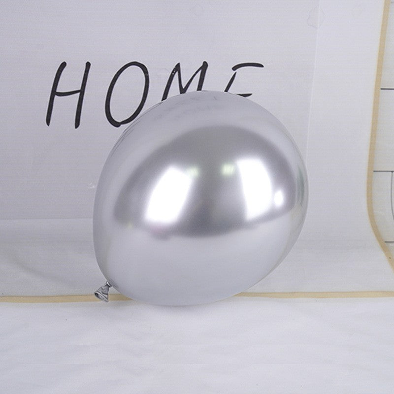 Set 12 Baloane, Flippy, din Latex Chrome, 25 cm, Argintiu - vivimall.ro