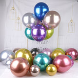 Set 12 Baloane, Flippy, din Latex Chrome, 30 cm, Sampanie - vivimall.ro