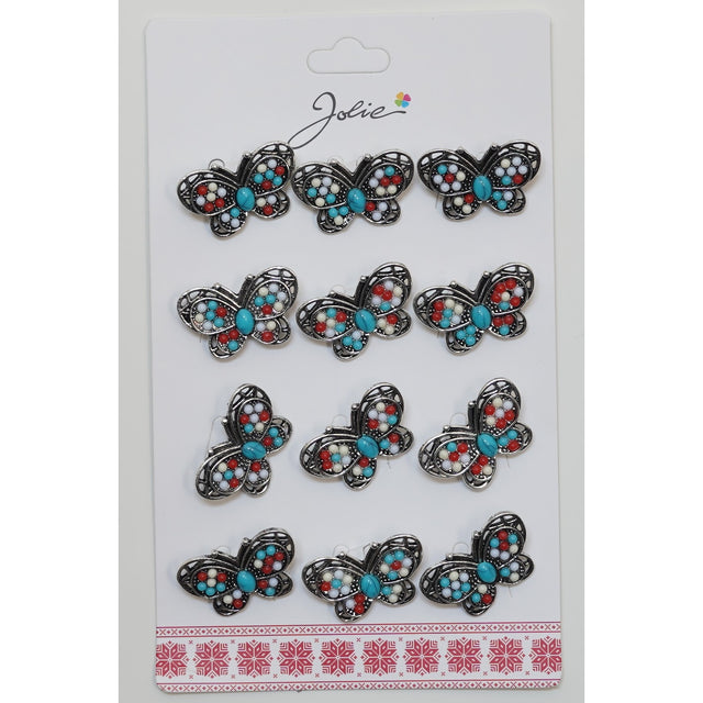 Set 12 Brose Martisor Primavara Fluture cu Pietre - vivimall.ro