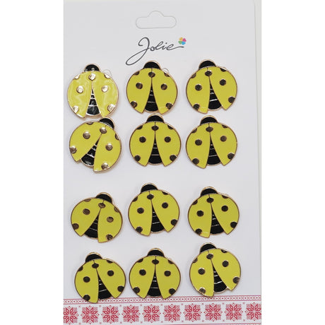 Set 12 Brose Martisor pentru Copii Buburuza cu Puncte Aurii - vivimall.ro