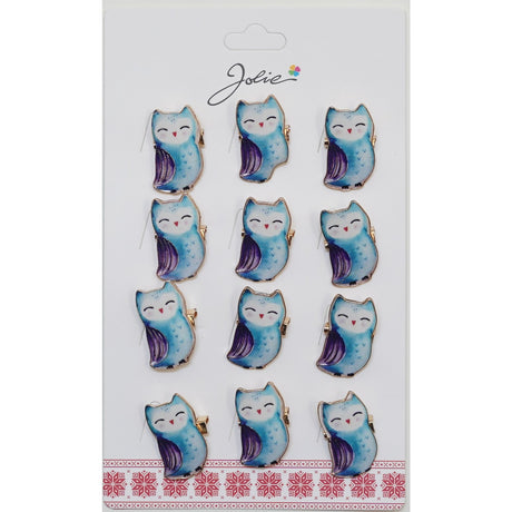 Set 12 Brose Martisor pentru Copii Bufnita Albastra - vivimall.ro