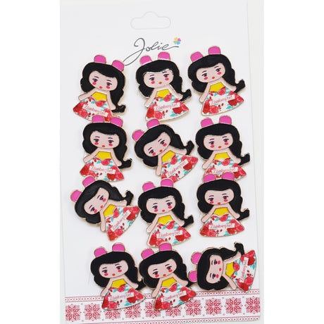 Set 12 Brose Martisor pentru Copii Fetita cu Mesaj Zambeste - vivimall.ro