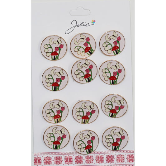 Set 12 Brose Martisor pentru Copii Fluture Luna Flori Ciuperci - vivimall.ro