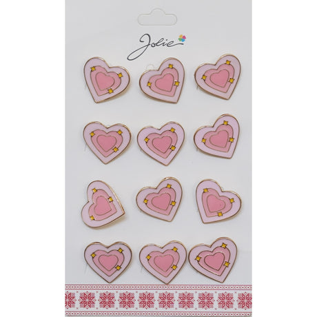 Set 12 Brose Martisor pentru Copii Inima in Inima Roz cu Stelute - vivimall.ro