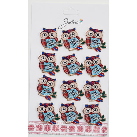 Set 12 Brose Martisor Primavara Bufnita cu Mesaj Sotia Mea Iubita - vivimall.ro