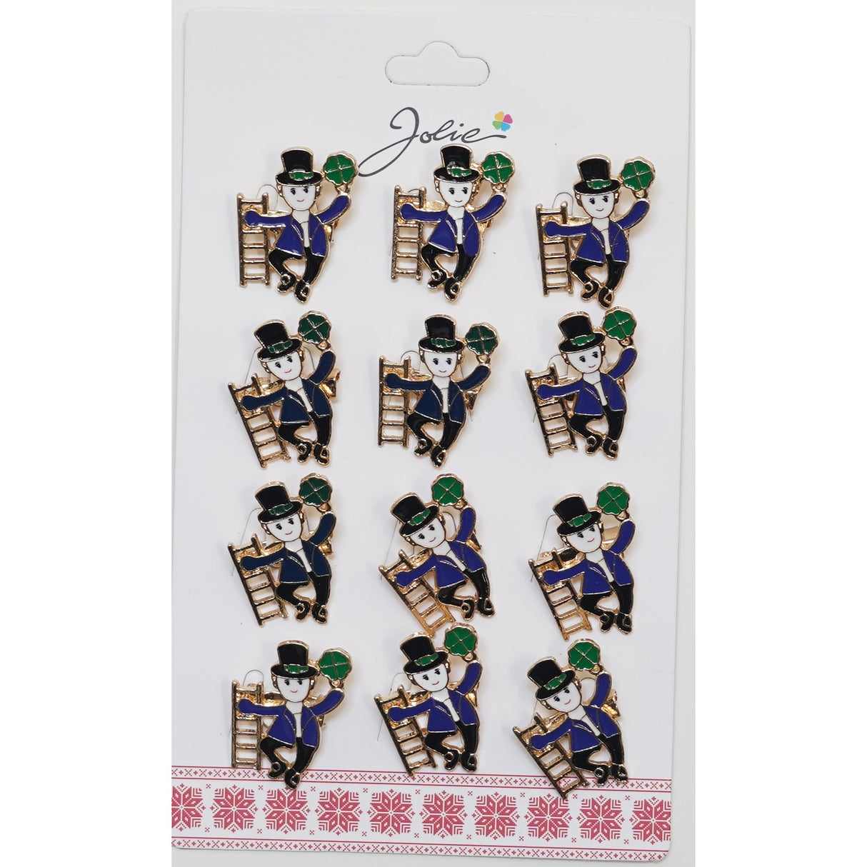 Set 12 Brose Martisor Primavara Cosar pe Scara si Trifoi - vivimall.ro