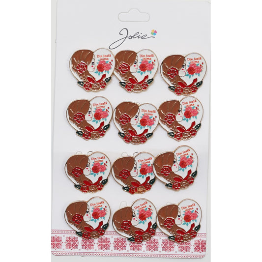 Set 12 Brose Martisor Primavara Fata cu Mesaj Din Toata Inima - vivimall.ro