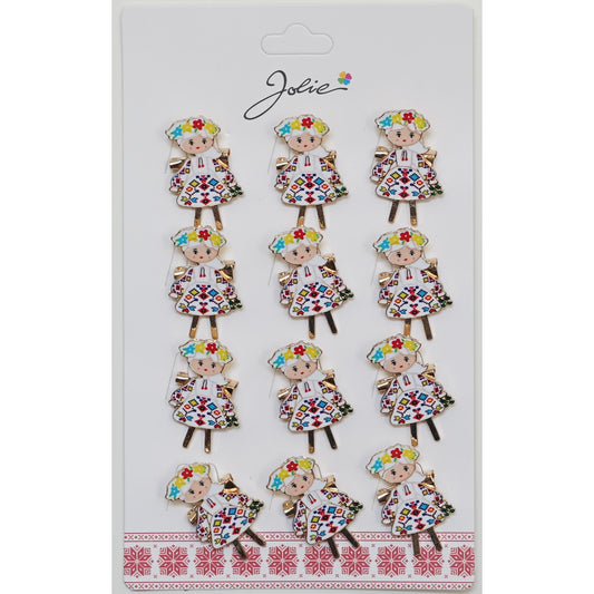 Set 12 Brose Martisor Primavara Fata Traditionala cu Coronita - vivimall.ro