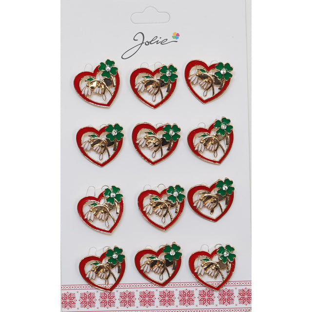 Set 12 Brose Martisor Primavara Inima cu Ghiocei si Trifoi - vivimall.ro