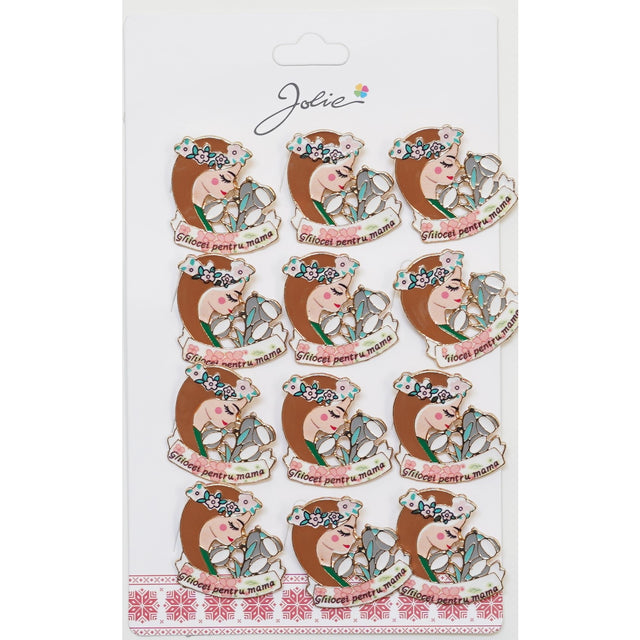 Set 12 Brose Martisor Primavara Mesaj Ghiocei pentru Mama - vivimall.ro