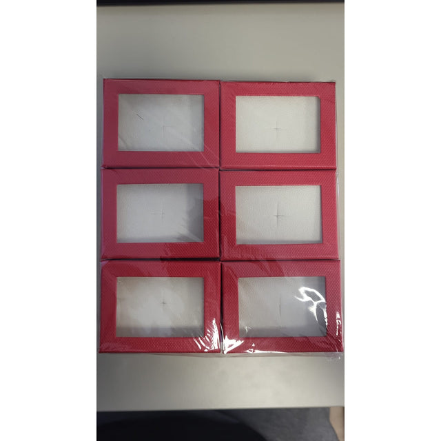 Set 12 Cutii pentru Martisoare Brose cu Display, Rosu cu Crem, 6.5 x 8.5 cm - vivimall.ro