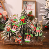 Set 12 Decoratiuni de Craciun din Lemn, Vivimall, cu Snur pentru Agatare in Brad, Model Caciulite 6.3x5.2 cm si Pantaloni 6.3x6 cm, Multicolor - vivimall.ro