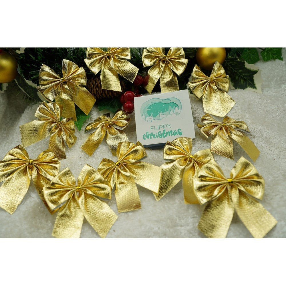 Set 12 fundite pentru brad, Aurii, 6 x 8 cm, din poliester, Vivimall - vivimall.ro