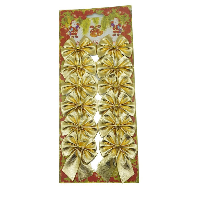 Set 12 fundite pentru brad, Aurii, 6 x 8 cm, din poliester, Vivimall - vivimall.ro