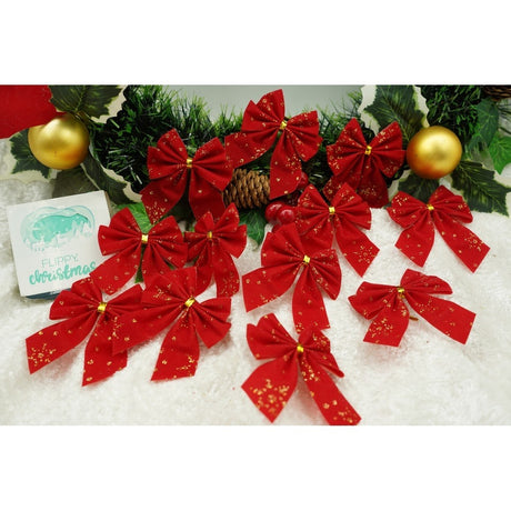 Set 12 fundite pentru brad, Rosii, 6 x 8 cm, din poliester, Vivimall - vivimall.ro