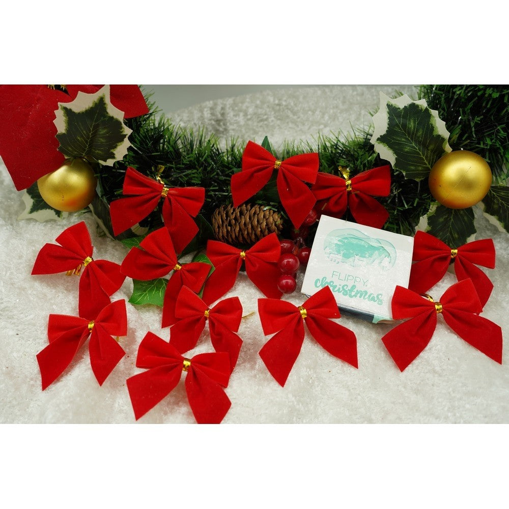 Set 12 fundite pentru brad, Rosii, clasice , 5 x 5 cm, din poliester, Vivimall - vivimall.ro