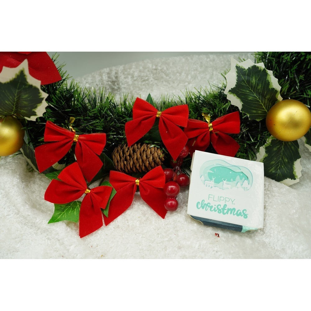 Set 12 fundite pentru brad, Rosii, clasice , 5 x 5 cm, din poliester, Vivimall - vivimall.ro