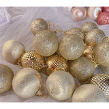 Set 12 Globuri de Craciun, Vivimall, pentru Brad, Model cu Glitter, Lucioase si Mate, Auriu - vivimall.ro