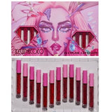 Set 12 Lip Gloss Kevin&Coco, nuante de rosu si rose, cutie dreptunghiulara, 26.5x16.5x2.2 cm, 200 g, multicolor - vivimall.ro