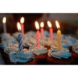 Set 12 Lumanari de Tort, Vivimall, Model Spirala cu Suport, Party, 6.5 cm, din Parafina, Multicolor - vivimall.ro