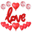 Set 13 Baloane din Folie Metalizata si din Latex, Vivimall, Figurine Litere si Inima, Model Love, Tema Ziua Indragostitilor, Baloane Party cu Confetti, 102x65cm, 45 cm, 30 cm, Pai Inclus, Umflare cu Aer sau Heliu, Rosu - vivimall.ro