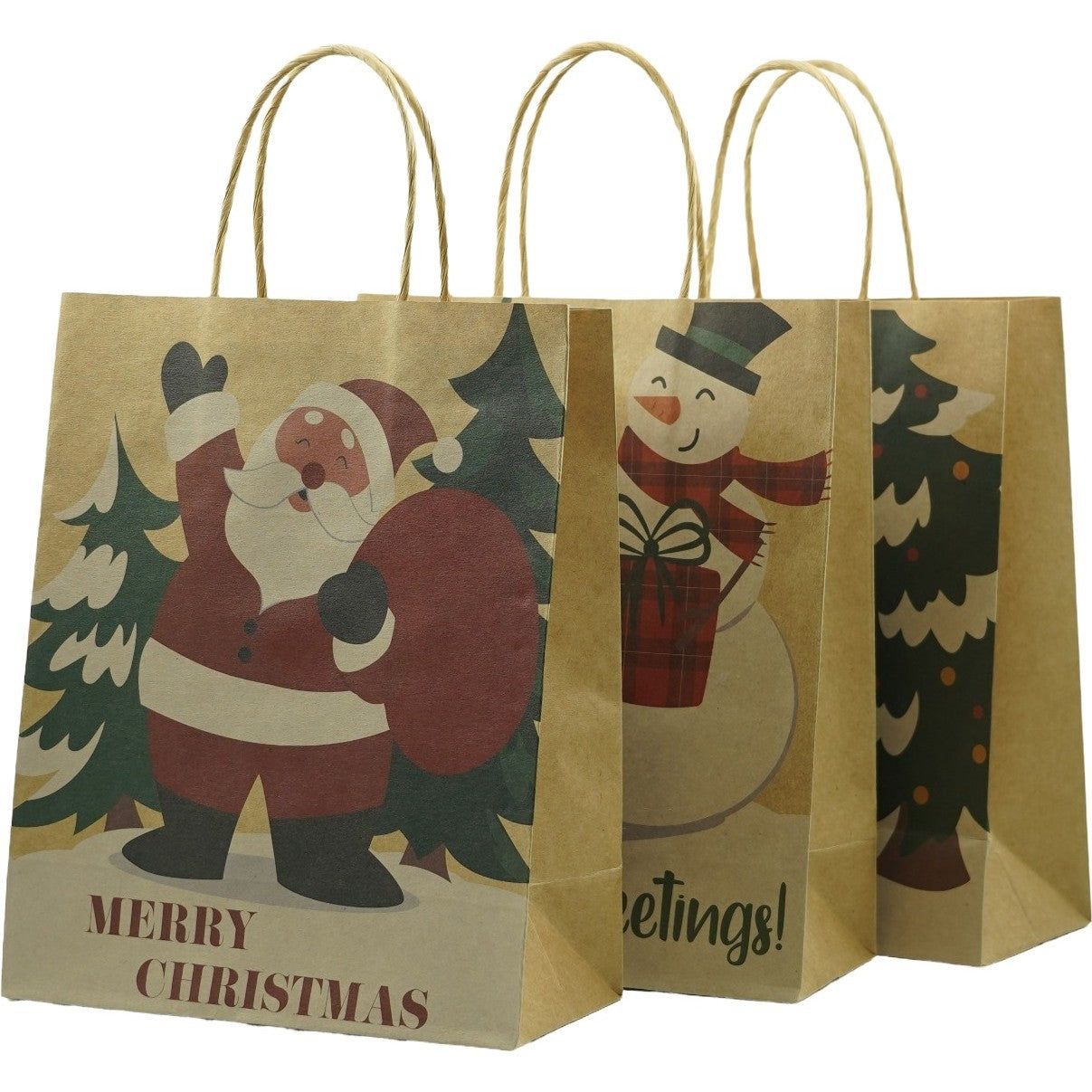 Set 12 Pungi Cadou, Vivimall, Imprimeu Tematica Craciun, Model Random, din Hartie, Impachetare Usoara a Cadourilor, 18.5x22.5x8.5 cm, Multicolor - vivimall.ro
