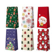 Set 12 pungi cadou Crăciun din hârtie kraft cu motive festive, vedere de ansamblu, multicolor