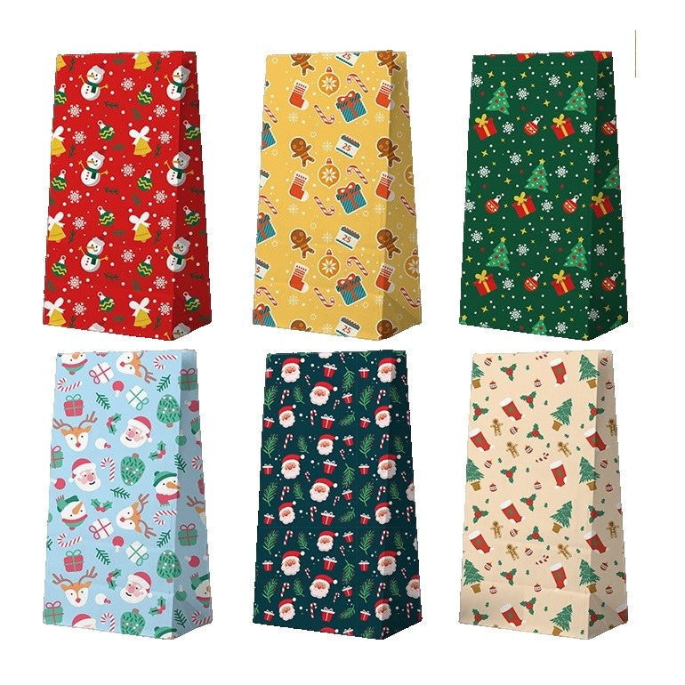 Set 12 Pungi de Cadou, Flippy, Tema Craciun, cu Motive Festive, 12 Stickere Incluse, 24 x 13 x 8 cm, din Hartie, Multicolor - vivimall.ro