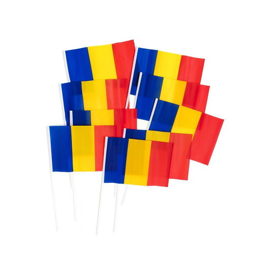 Set 12 Steaguri de Mana Tricolor, Vivimall, Dimensiune 20x30 cm, Stegulet, Drapel - vivimall.ro