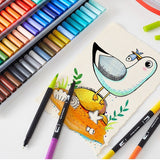 Set 120 Carioci, Vivimall, pe Baza de Apa, 2 Tipuri de Varf, 1-2 mm, 0.4 mm, Corp Carioca Negru, din Plastic, Multicolor - vivimall.ro