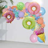 Set 124 Baloane, Vivimall, din Latex si Folie de Aluminiu, Model Candy, Diferite Marimi, Multicolor - vivimall.ro