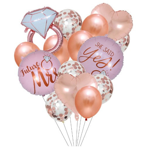 Set 15 baloane pentru Nunta, Vivimall, baloane pentru decor, din folie de aluminiu,  30 x 50 cm, Rose - vivimall.ro
