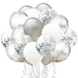 Set 15 baloane pentru petrecere, Vivimall, alb/argintiu, 30 cm - vivimall.ro